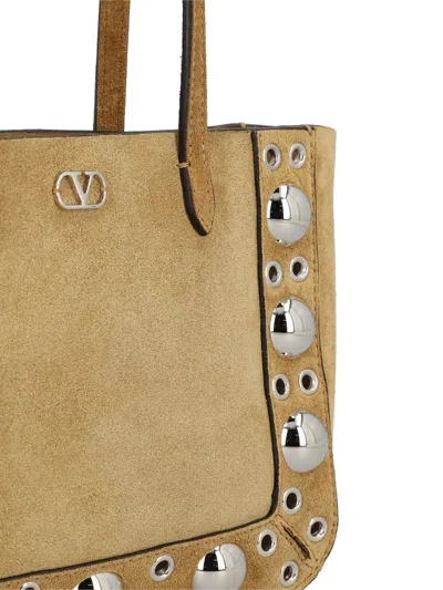 Valentino Garavani Nellcote Mini Suede Leather Tote Bag In Nude