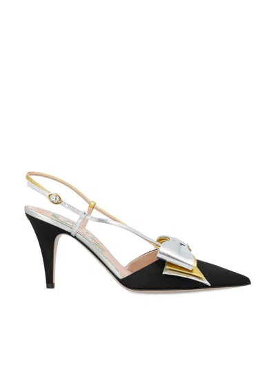 Valentino Slingback Bowow Pumps Black With Bow In Black