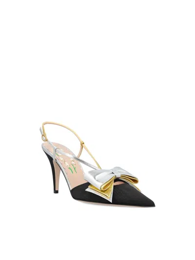 Valentino Slingback Bowow Pumps Black With Bow In Black