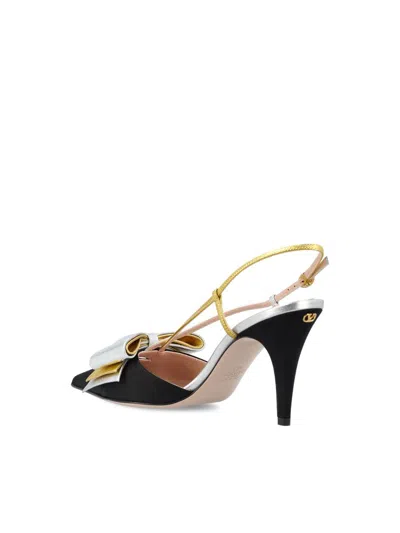 Valentino Slingback Bowow Pumps Black With Bow In Black