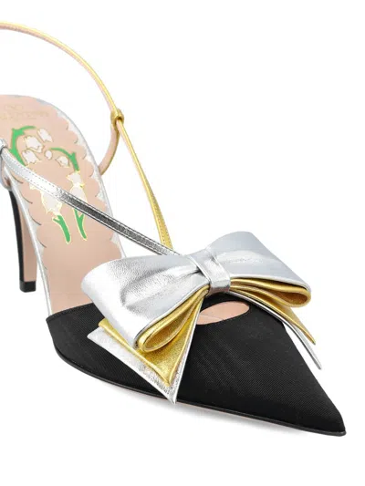 Valentino Slingback Bowow Pumps Black With Bow In Black