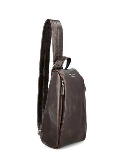 Prada Zaino In Nappa Testa Di Moro  Uomo
