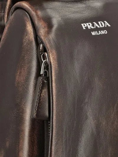 Prada Zaino In Nappa Testa Di Moro  Uomo