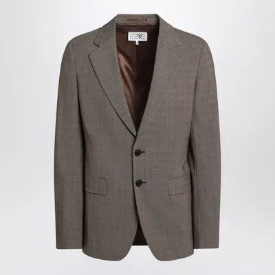 Mm6 Maison Margiela Single-breasted Jacket Brown In Wool Blend In Brown