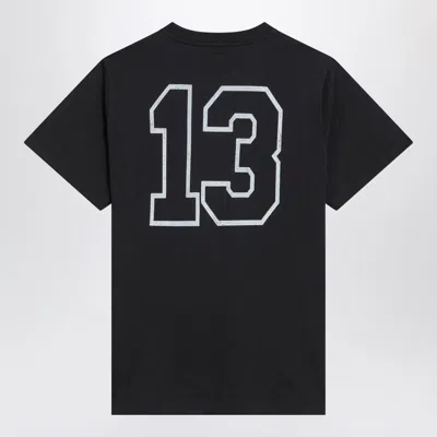 Ganni Black Crewneck T-shirt With Maxi Logo Lettering On The Front And Maxi Print On Front And Rear