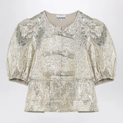 Ganni Women's Gold/silver Blouse With Bows Shirt