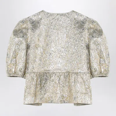 GANNI GANNI GOLD/SILVER BLOUSE WITH BOWS 