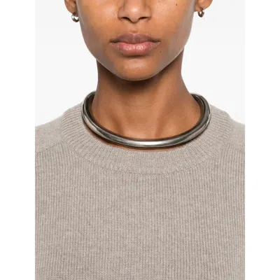 Soft Goat Cashmere Boyfriend Crewneck Jumper In Gray