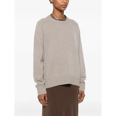Soft Goat Cashmere Boyfriend Crewneck Jumper In Gray