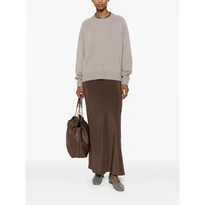 Soft Goat Cashmere Boyfriend Crewneck Jumper In Gray