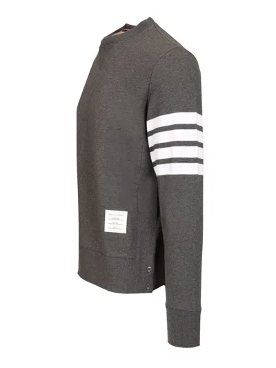 Thom Browne Ribbed Crewneck Sweater Striped Sleeves In Blue