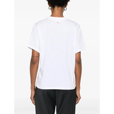 Victoria Beckham White Crewneck T-shirt With Slogan Print On The Front In Cotton Woman In White