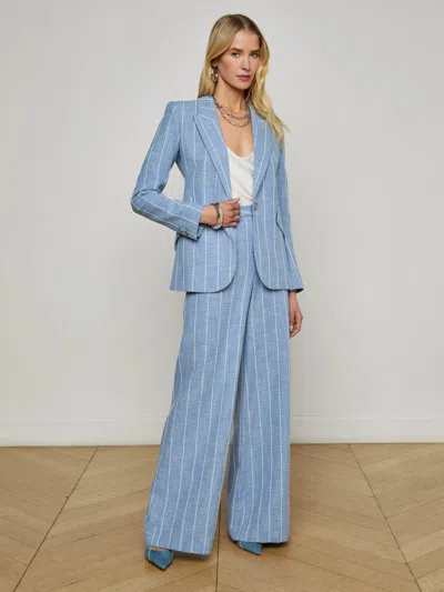 L Agence Chamberlain Pinstripe Single-breasted Blazer In Blue