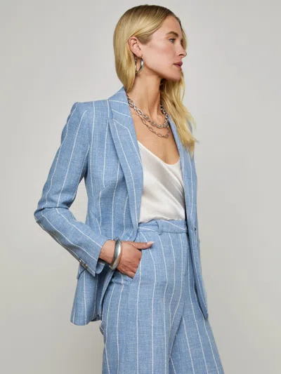 L Agence Chamberlain Pinstripe Single-breasted Blazer In Blue