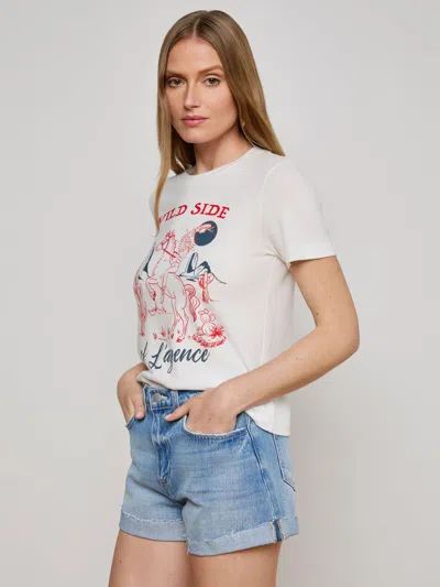 L Agence Eliza Wild Side Tee In White