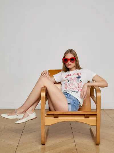 L Agence Eliza Wild Side Tee In White
