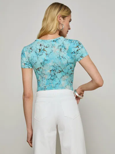 L Agence Ressi Short-sleeve Turquoise Stone Tee In Blue