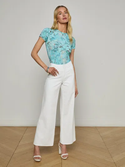 L Agence Ressi Short-sleeve Turquoise Stone Tee In Blue