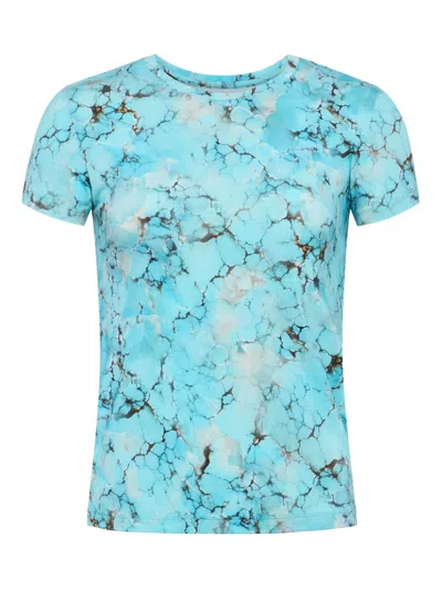 L Agence Ressi Short-sleeve Turquoise Stone Tee In Blue
