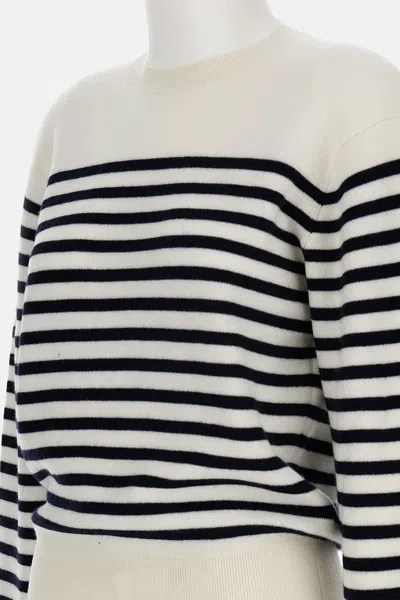 Khaite And Navy Blue Striped Merino Wool Sweater