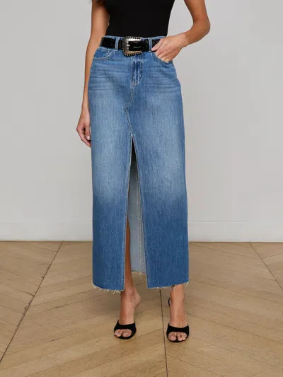 L Agence Rysa Denim Maxi Skirt In Black