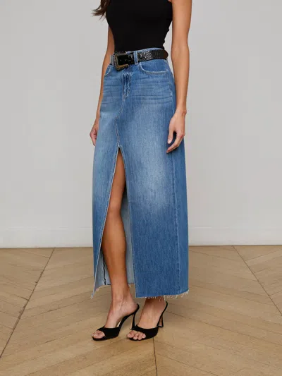 L Agence Rysa Denim Maxi Skirt In Black