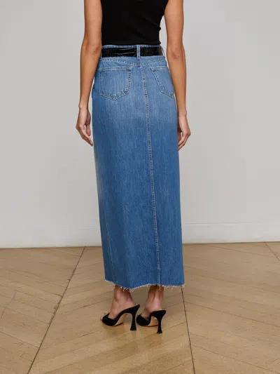 L Agence Rysa Denim Maxi Skirt In Black