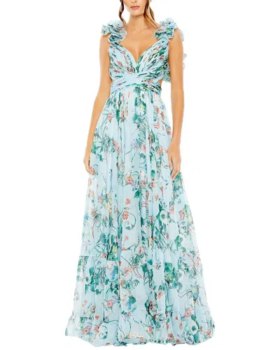 Mac Duggal Chiffon Cut-out Lace-up Back Gowm