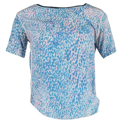 Sandro Leopard Print T-shirt In Blue Silk