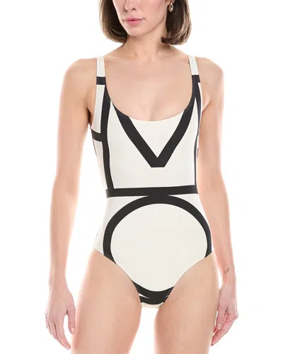 Totême One-piece Swimsuit With Monogram Print In White