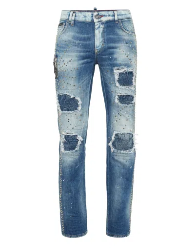 Philipp Plein Denim Rock Star Fit Trousers Studs