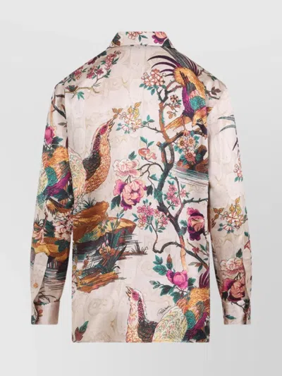 Roberto Cavalli Silk Floral Print Shirt In Multi