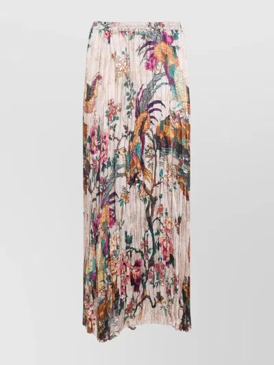 Roberto Cavalli Midi Skirt With Floral And Pheasant Print