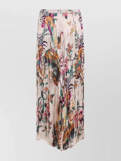 Roberto Cavalli Midi Skirt With Floral And Pheasant Print
