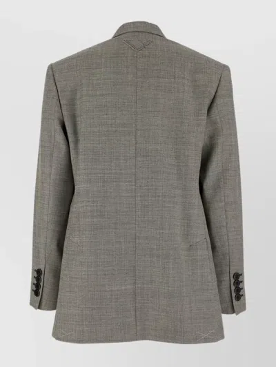 Prada Grey Wool Blazer In Animal Print