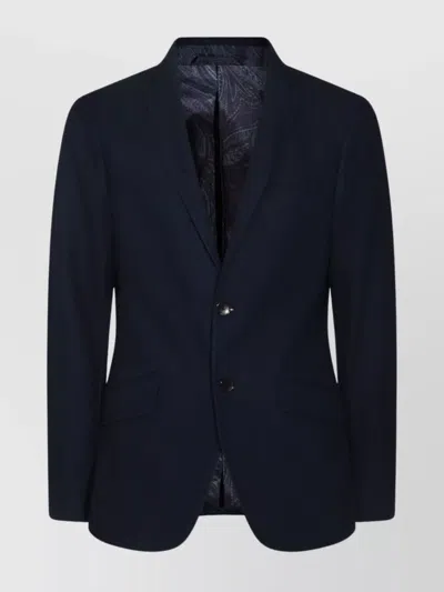 Etro Tailored Single-breasted Blazer With Notch Lapel In Blue