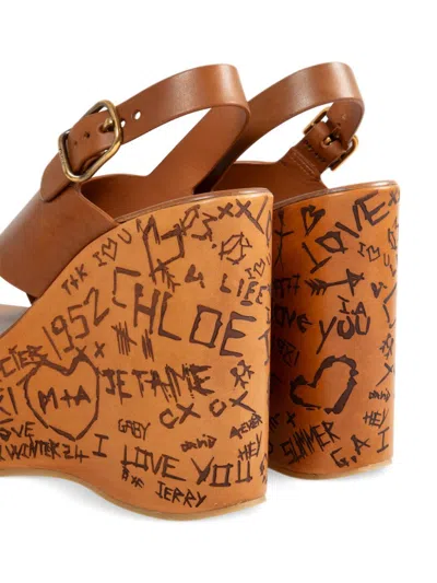 Chloé Maxime Brown Wedge Sandal In Brown