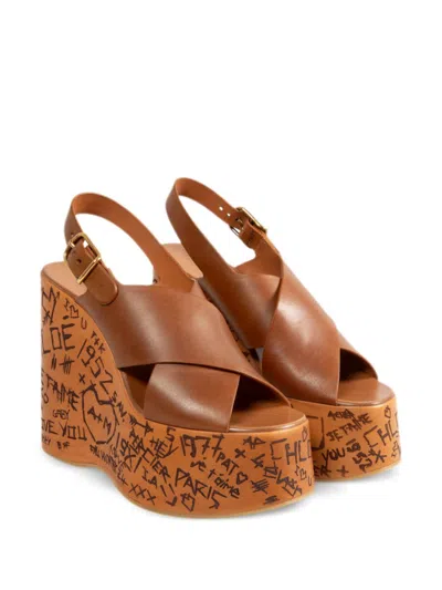 Chloé Maxime Brown Wedge Sandal In Brown