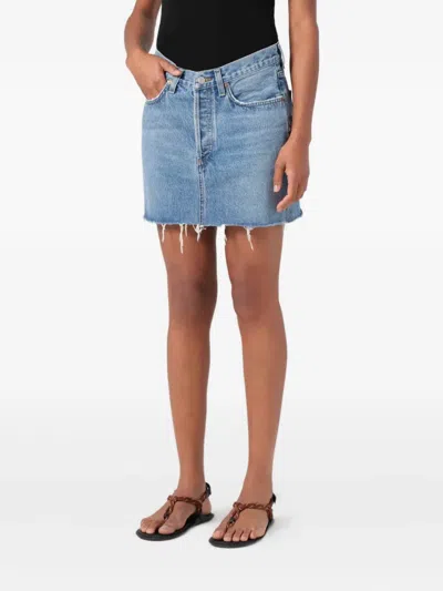 Agolde V Waist Mini Skirt In Fairway In Multi