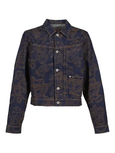 Kenzo Verdy Collection Trucker Jacket In Rinsebluedenim