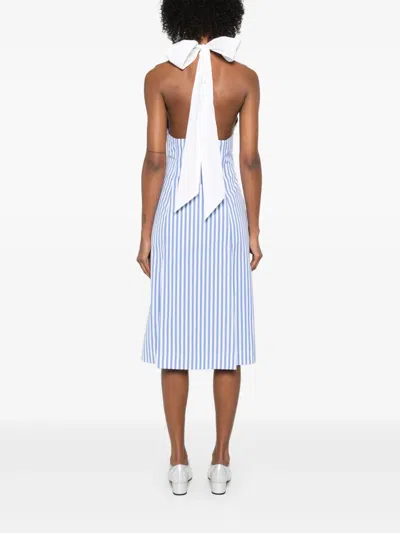 Thom Browne Awning Stripe Cotton Poplin Halter Polo Dress