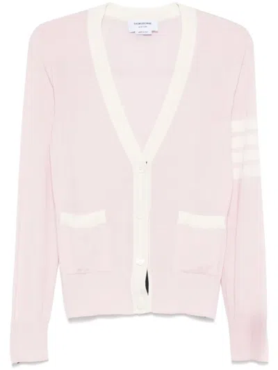 Thom Browne Contrast-border Cotton Cardigan In Pink