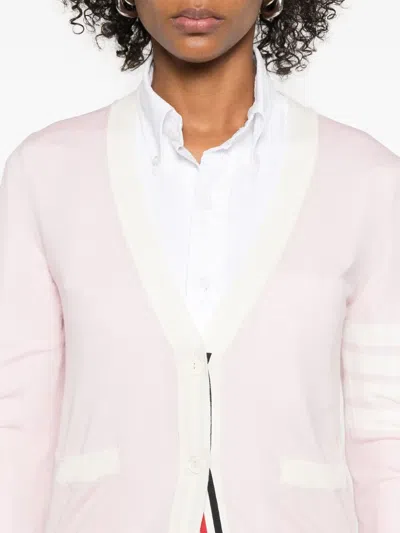 Thom Browne Contrast-border Cotton Cardigan In Pink