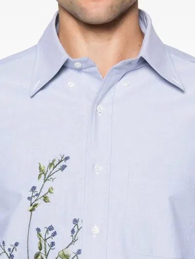 Thom Browne Cotton Embroidered Scenic Goose Shirt In Blue