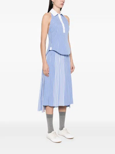 Thom Browne Cotton Stripe Halter Top In Blue