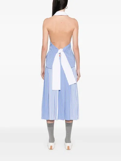 Thom Browne Cotton Stripe Halter Top In Blue