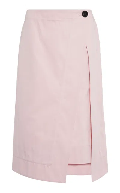Bottega Veneta Wrap Skirt In Cotton With Asymmetric Hem In Pink