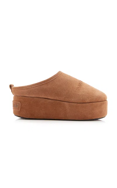 Balenciaga Women Alaska Soft Suede Mule With Plateau In Brown