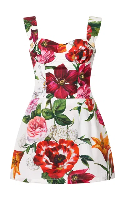 Dolce & Gabbana Floral Mini Dress Sweetheart Neckline Straps In Multi