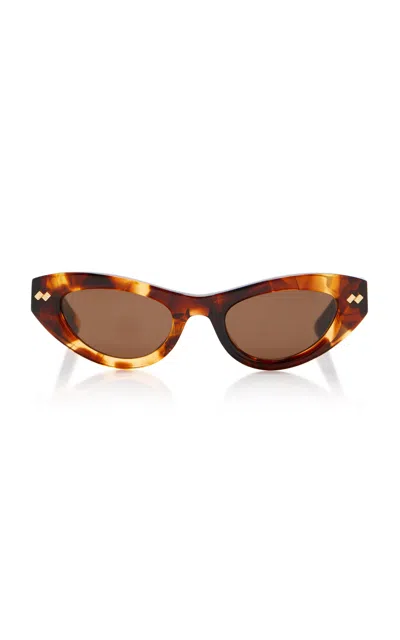 Bottega Veneta Bold Ribbon Stud Acetate Sunglasses In Brown